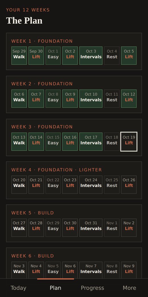Forge 12 twelve week calendar
