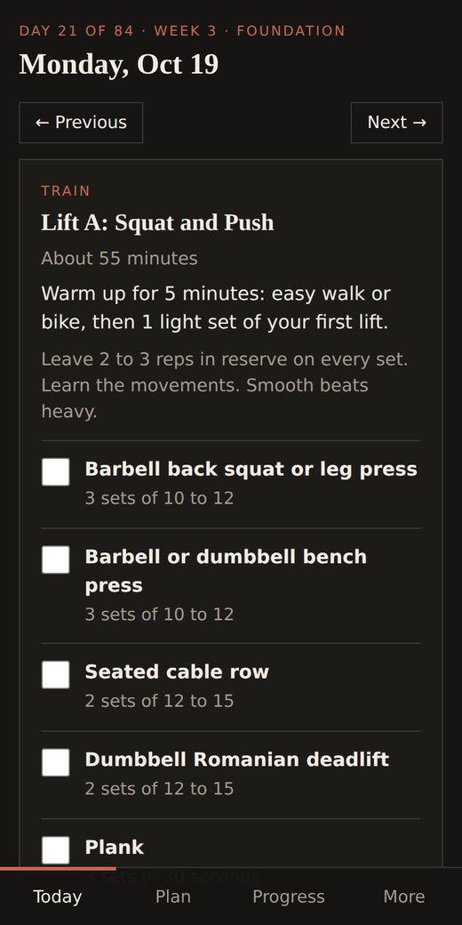 Forge 12 daily workout screen