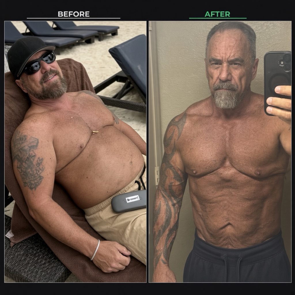 Brent LaJeunesse before and after: about 50 lbs lost between 57 and 59